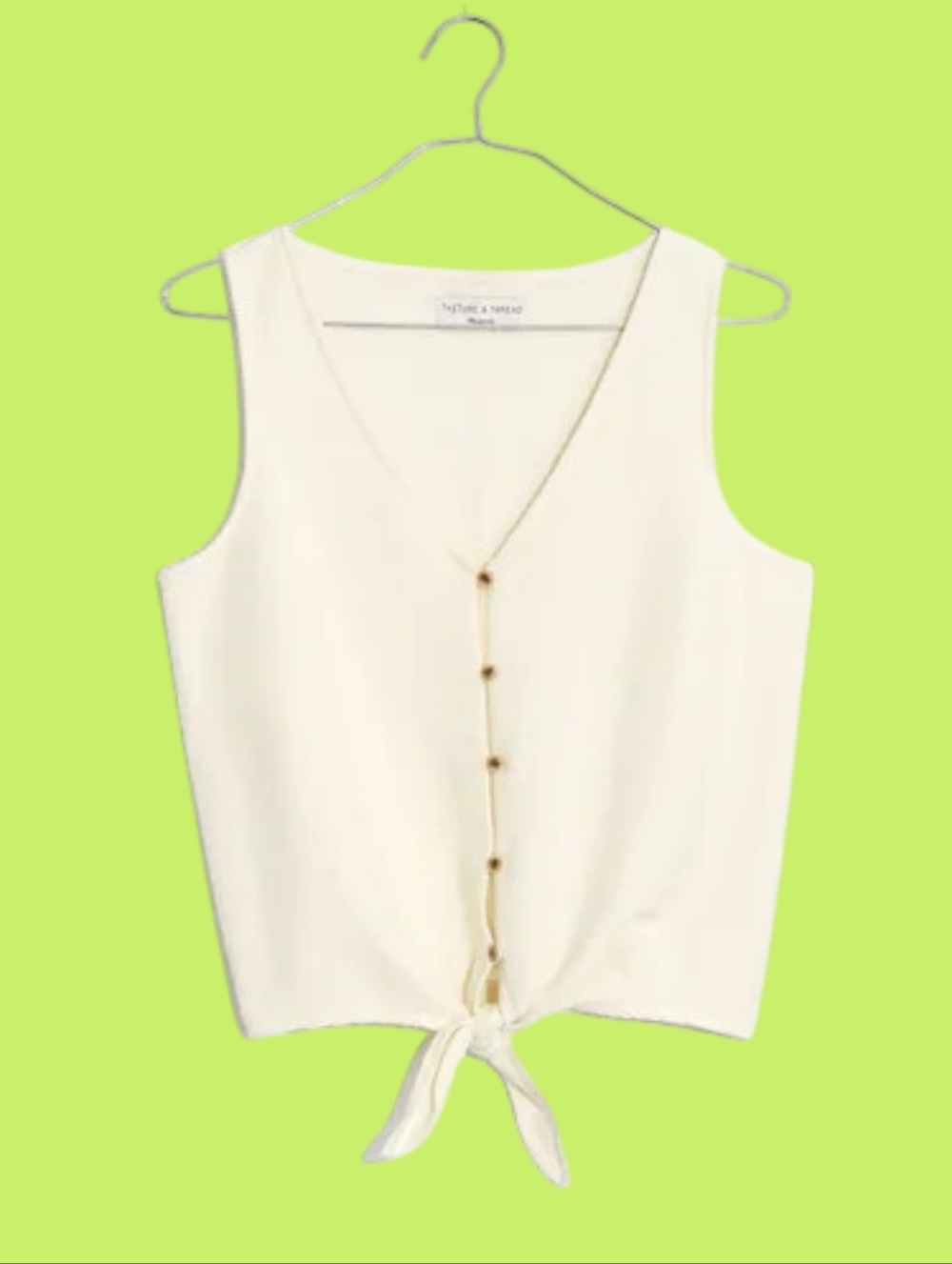 Madewell Texture and Thread Button Down Tie Front Tank Crop Top - Women's Size M